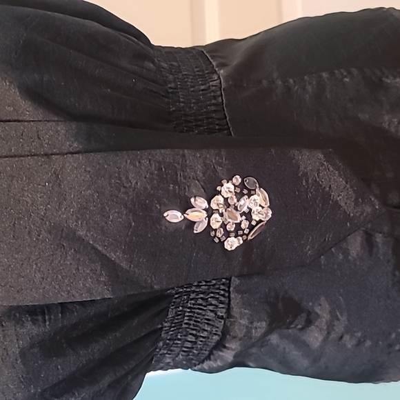 Black satin blouse with embellished tie - Picture 3 of 12
